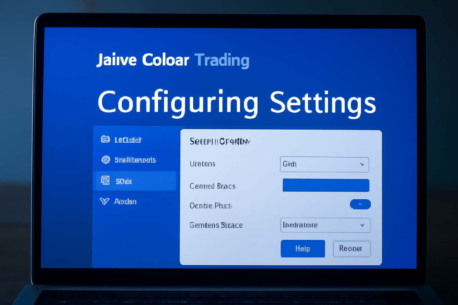 An informative depiction of configuring Jalwa Colour Trading settings with a high-tech design.