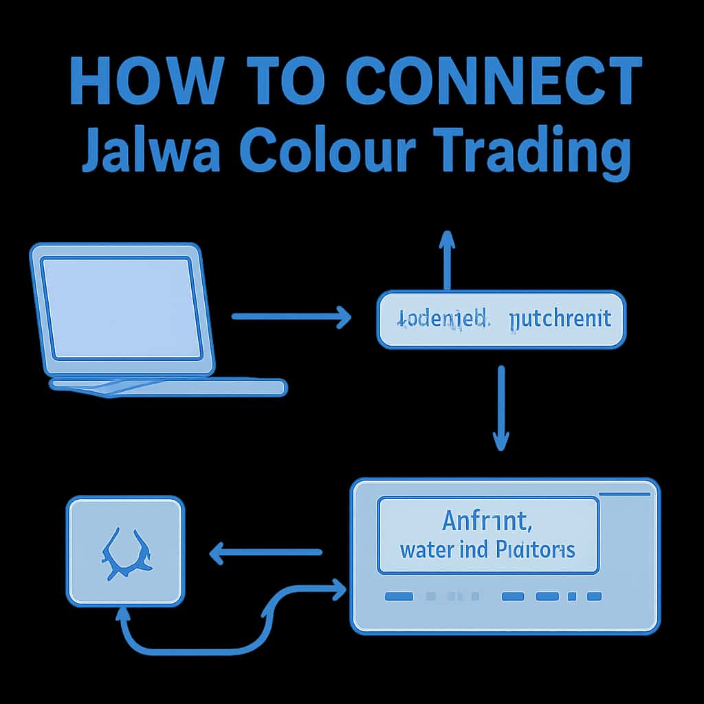 A diagram illustrating the steps to connect with Jalwa Colour Trading.