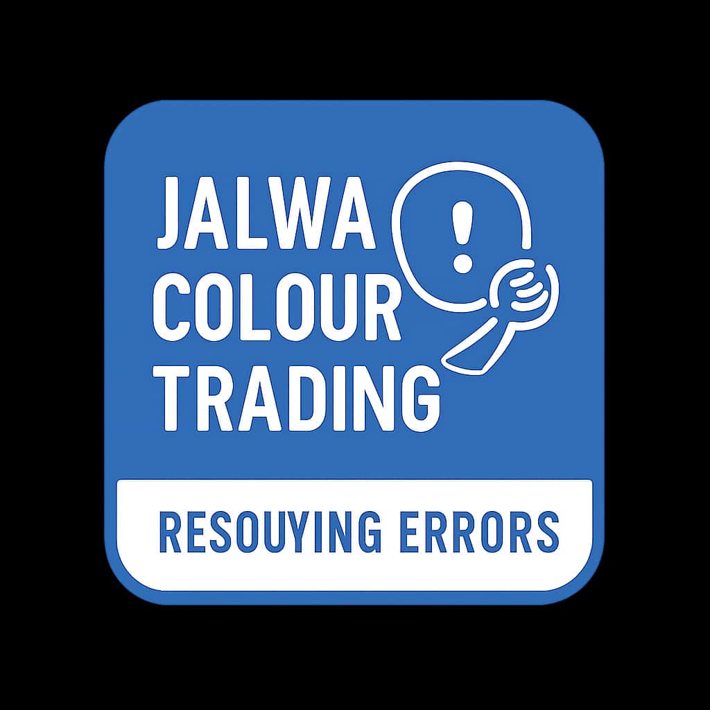 A professional badge symbolizing assistance for Jalwa Colour Trading errors.