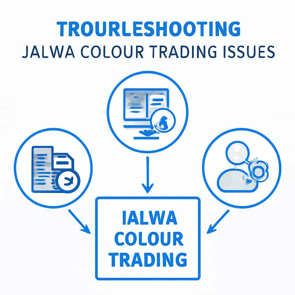 Educational diagram illustrating troubleshooting steps for Jalwa Colour Trading.